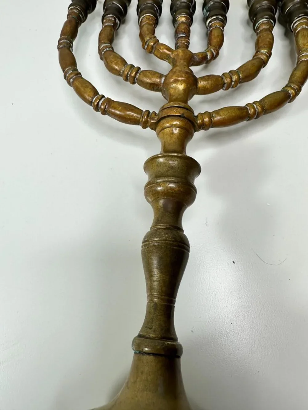 Classic Vintage Brass Gold Seven Branch Menorah 9